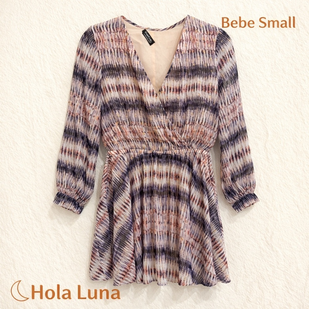 BEBE V-NECK MULTICOLOUR DRESS
